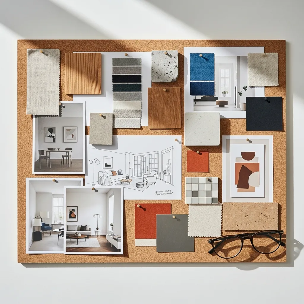 Design mood board and material samples