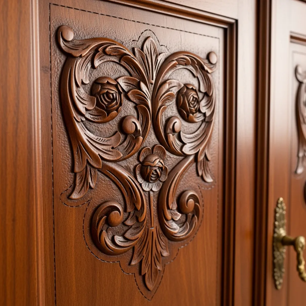 Close-up of fine furniture craftsmanship details