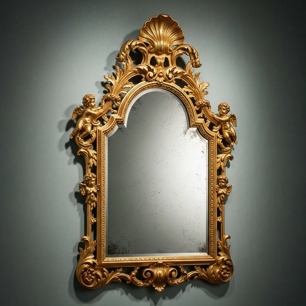 Elegant Venetian wall mirror with ornate gold frame
